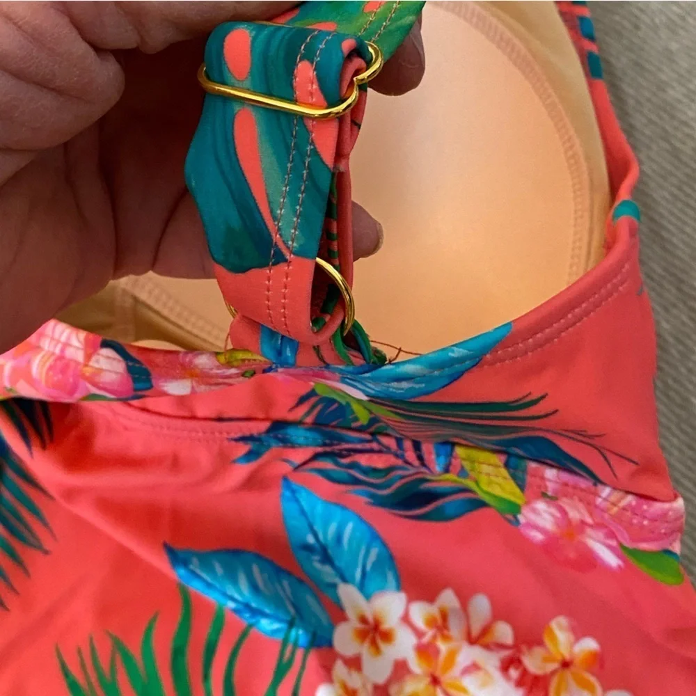 NWT Kim Gravel Swimsuit x For All Tropical Ruffle Tankini Set - Size 4